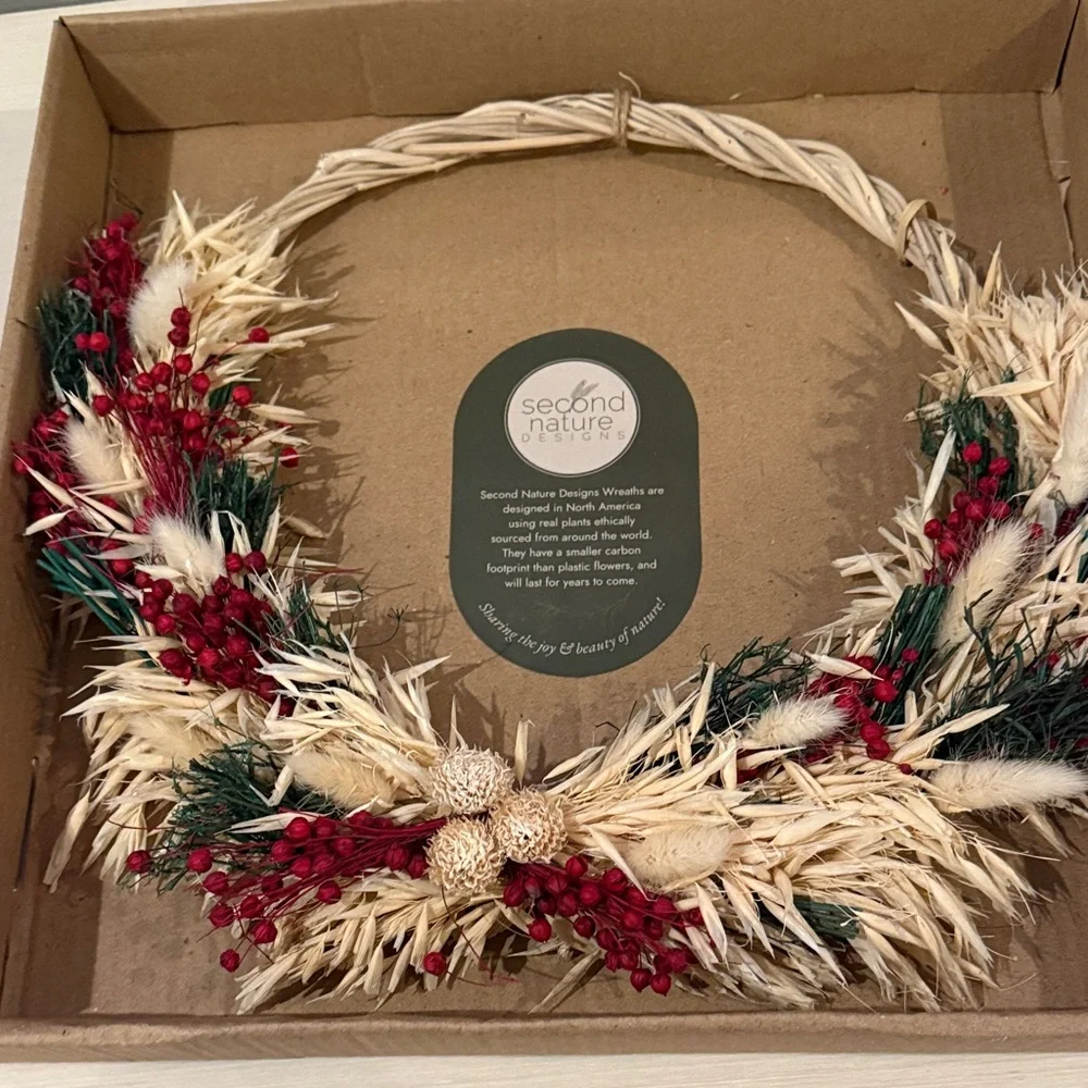 Holiday Wreath with Red and Green Accents